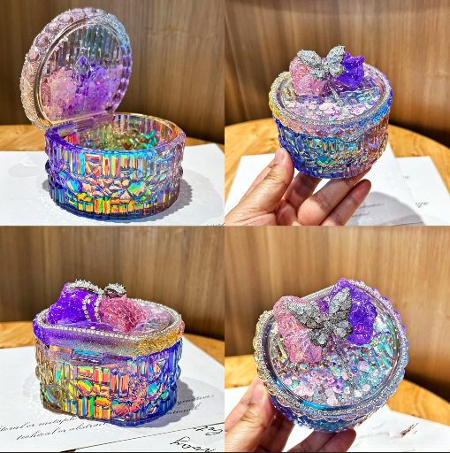 Handmade Diamond  Flip-Top Box Storage Resin Mold