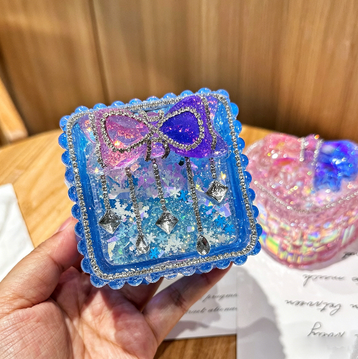Handmade Diamond  Flip-Top Box Storage Resin Mold