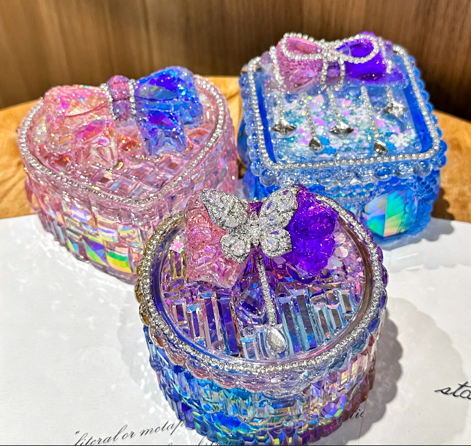 Handmade Diamond  Flip-Top Box Storage Resin Mold