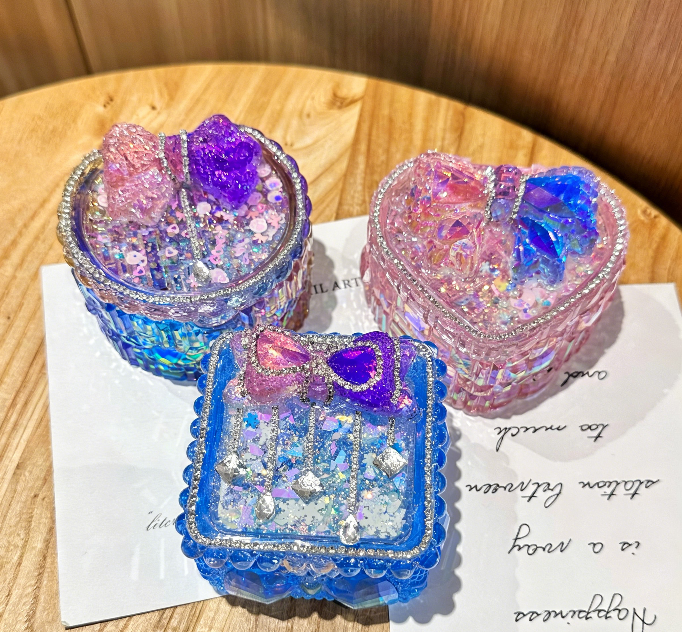 Handmade Diamond  Flip-Top Box Storage Resin Mold