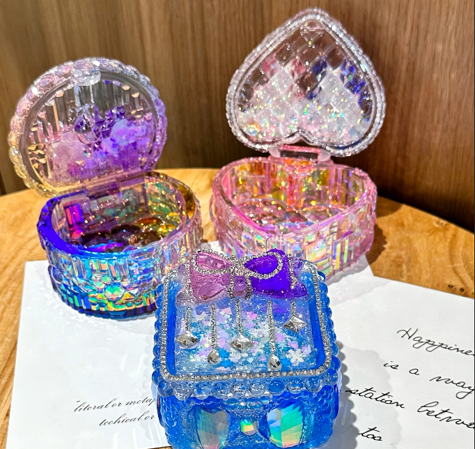 Handmade Diamond  Flip-Top Box Storage Resin Mold