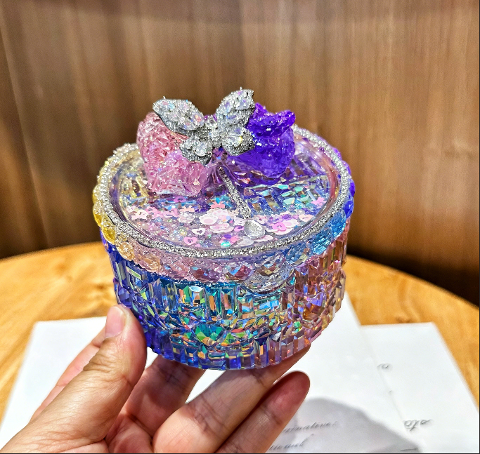 Handmade Diamond  Flip-Top Box Storage Resin Mold
